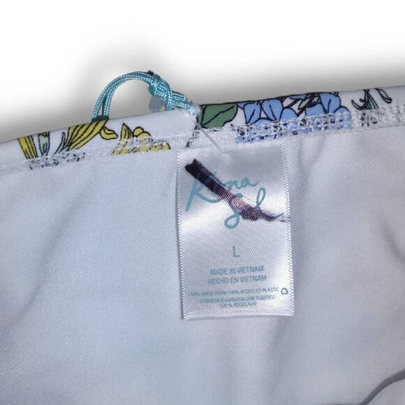 ‎Xhilaration Multi Color Bikini White Pink Flowers L NEW - Picture 5 of 6